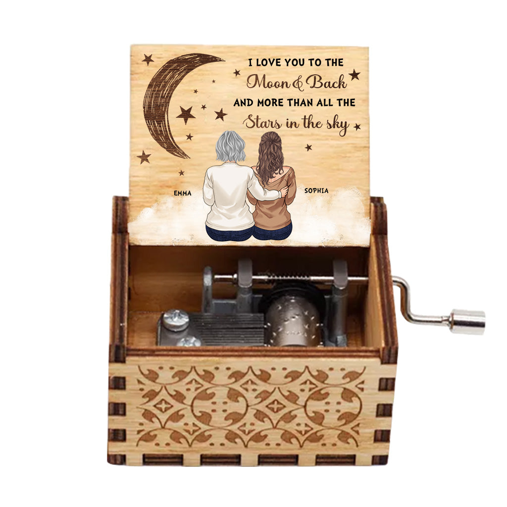 To The Moon And Back - Personalized Mother's day Mother Hand Crank Music Box