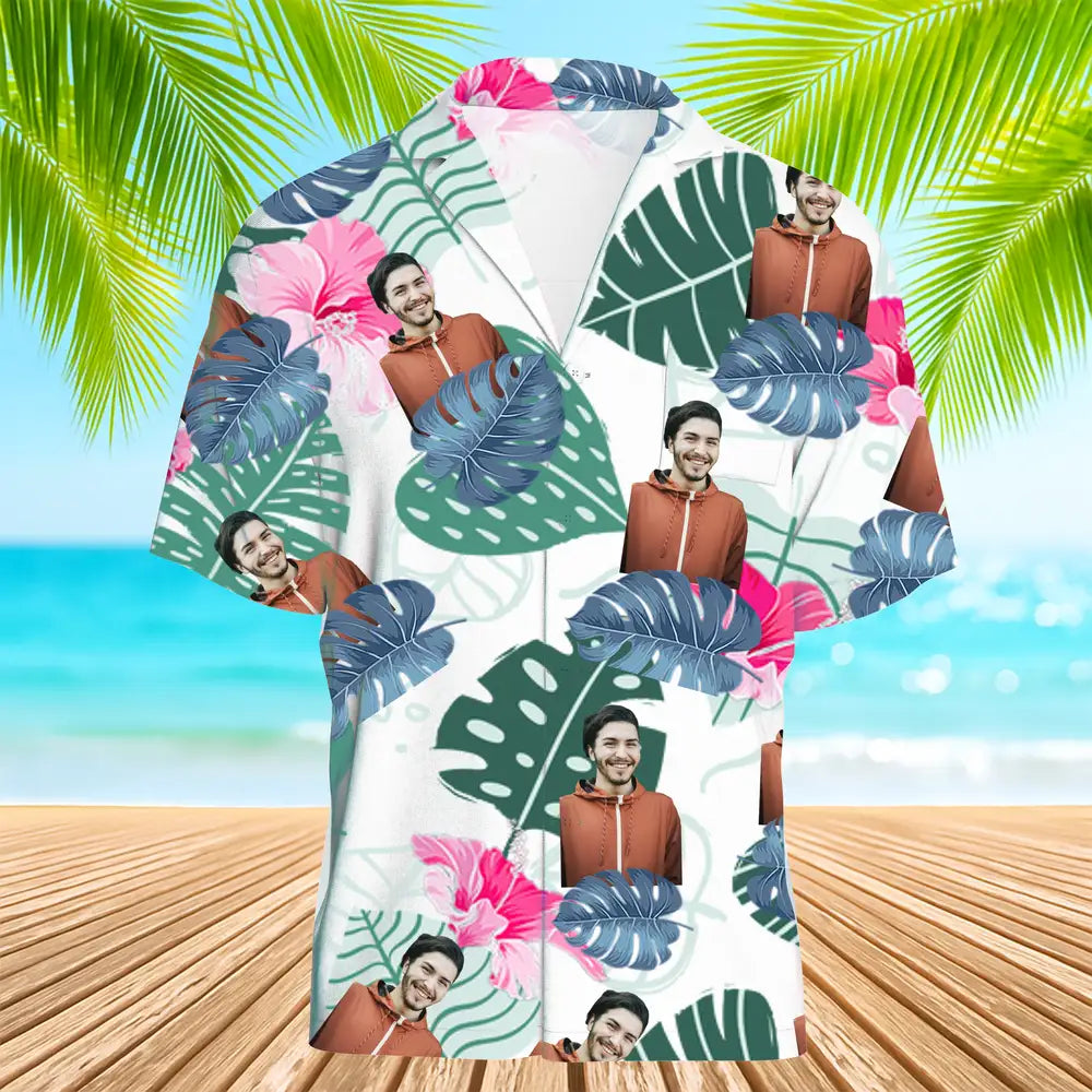 Personalized Face Print Hawaiian Shirt – Upload Your Photo, Perfect for Summer Fun