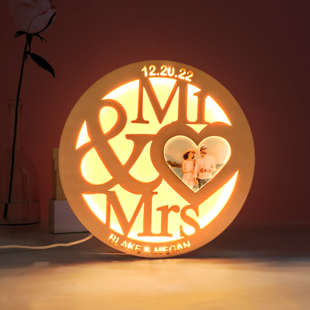 Custom Photo Mr & Mrs Lamp - Personalized Husband And Wife Lamp