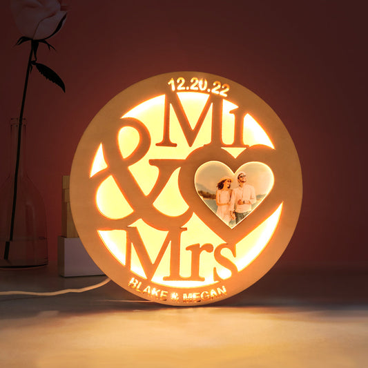 Custom Photo Mr & Mrs Lamp - Personalized Husband And Wife Lamp