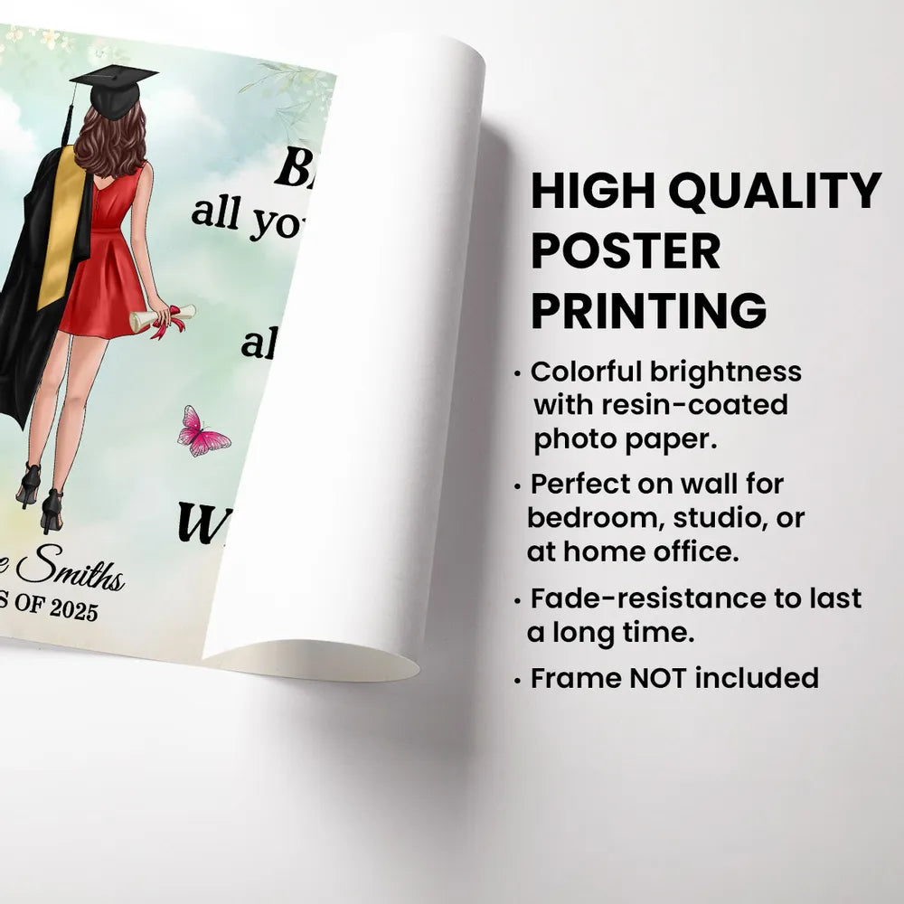 Personalized Graduation Keepsake – Motivational Wall Art for Students Moving Forward, Personalized with Name & Class Year