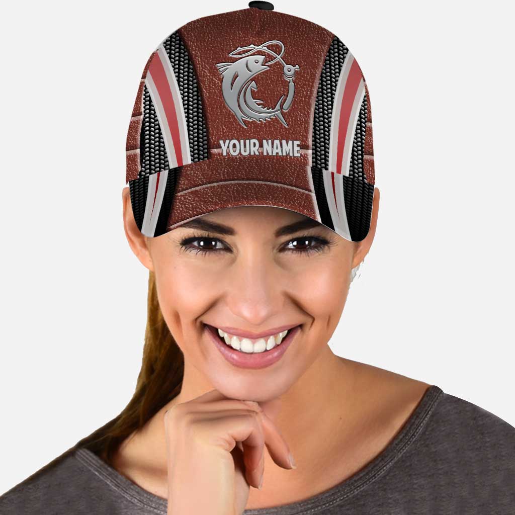 Love Fishing - Personalized Classic Cap With Metal Pattern Print