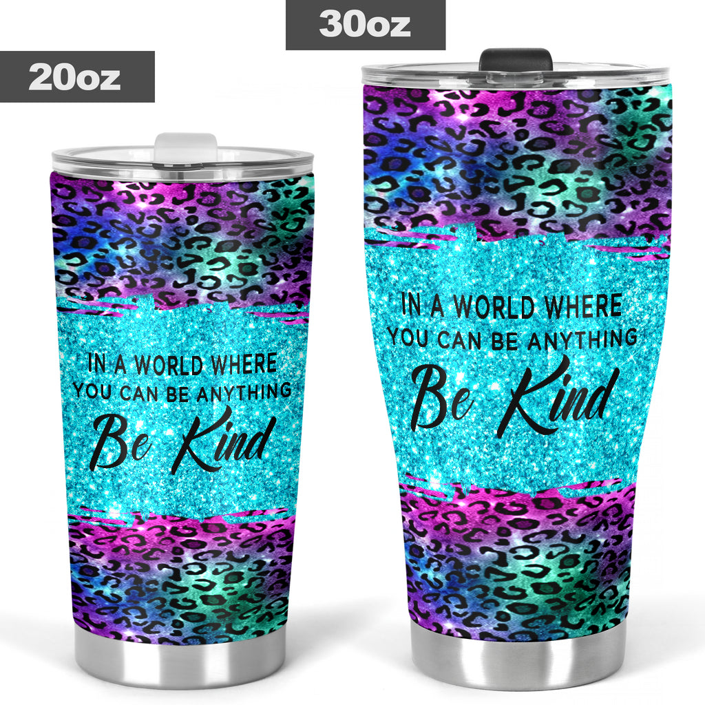 Be Kind Faux Glitter Print Autism Awareness Tumbler 0622