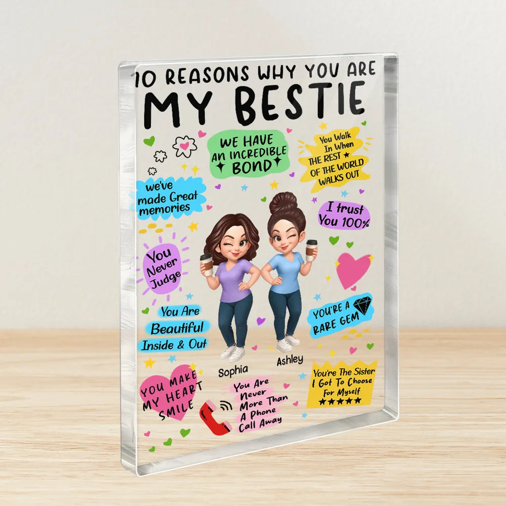 “10 Reasons Why You Are My Bestie” Personalized Acrylic Block Plaque