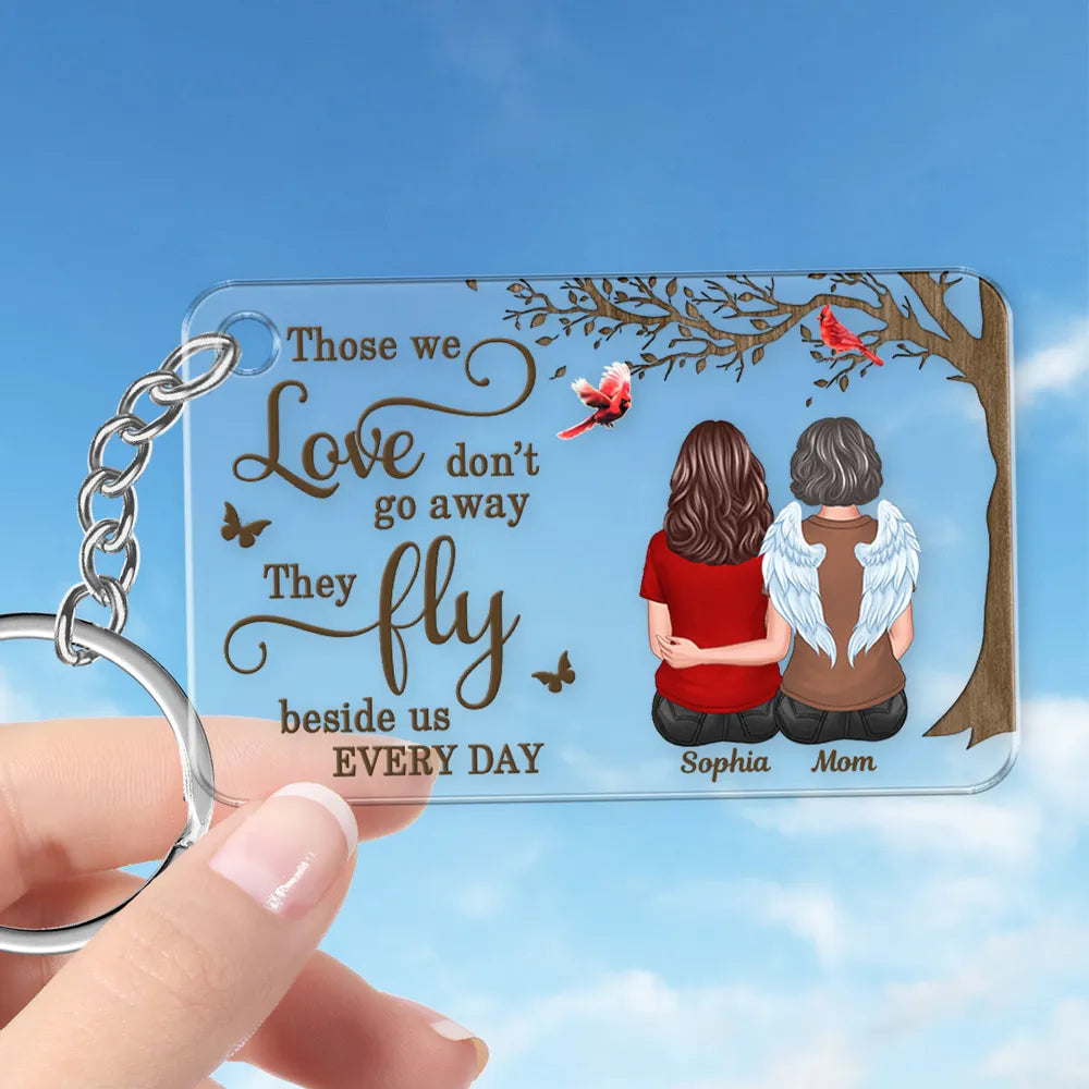 Acrylic Keychain with Mother Memorial Back View Design, Sentimental Keepsake, Perfect Gift for Love and Remembrance
