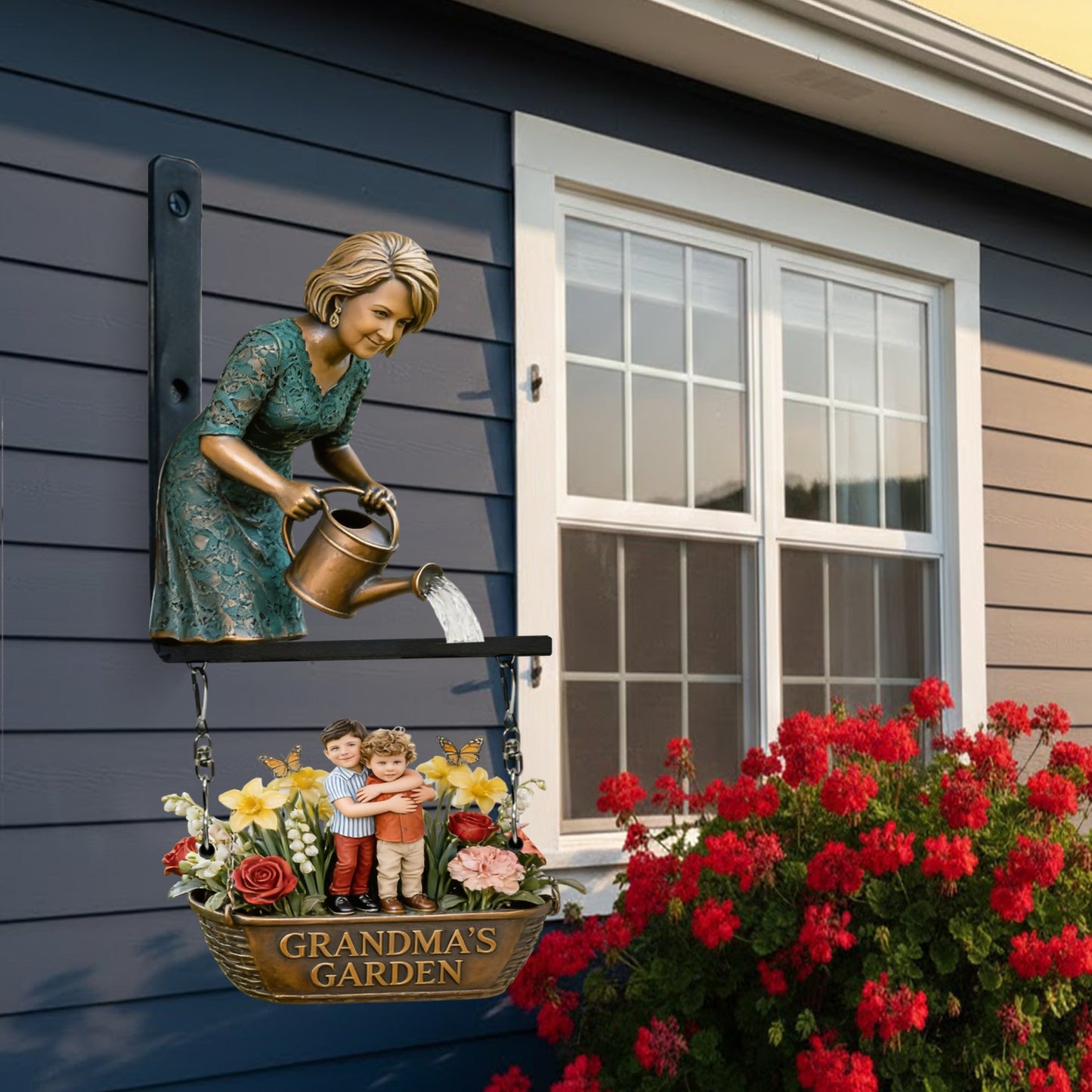 Custom Any Photo My Beautuful Garden - Personalized Grandma Wooden Wall Mount Sign