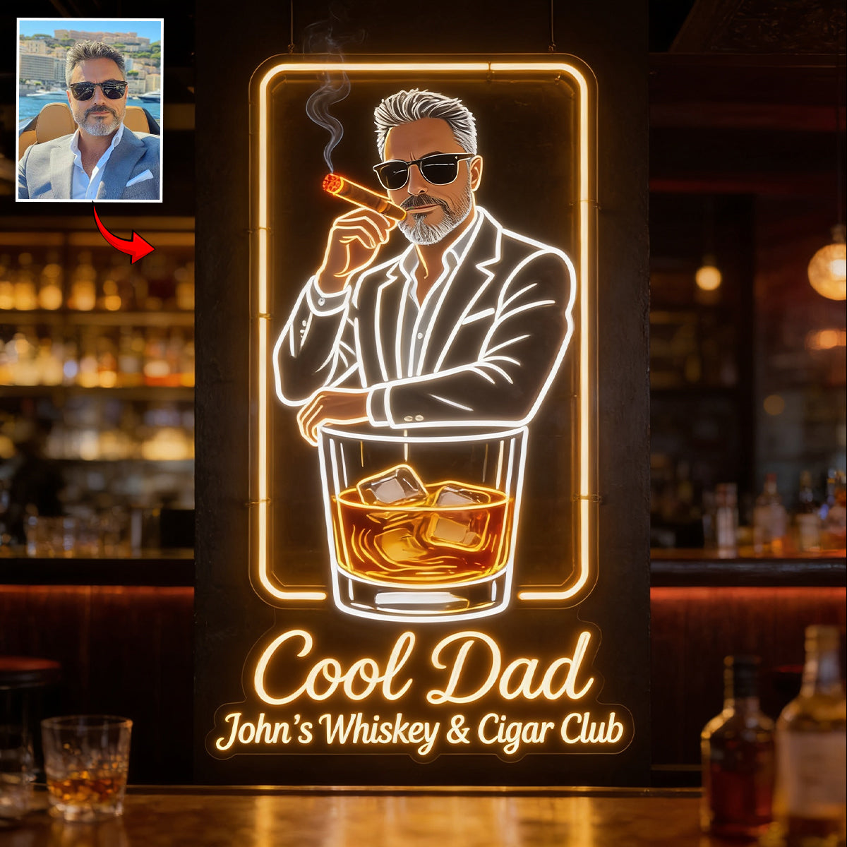 Cool Dad - Personalized Father LED Light Acrylic Sign