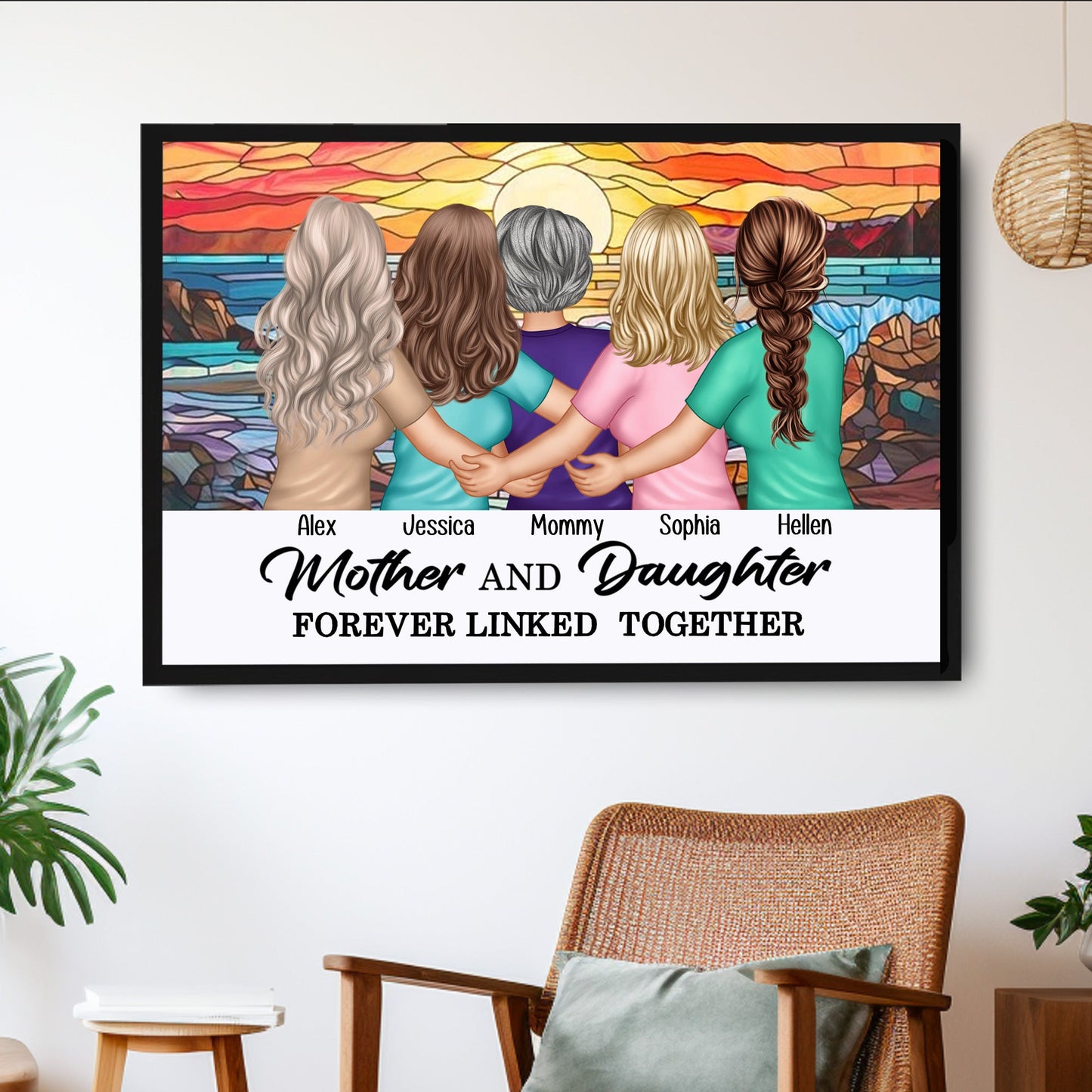 'Forever Linked Together' Mother-Daughter Sunflower Poster - Perfect Keepsake for Mom
