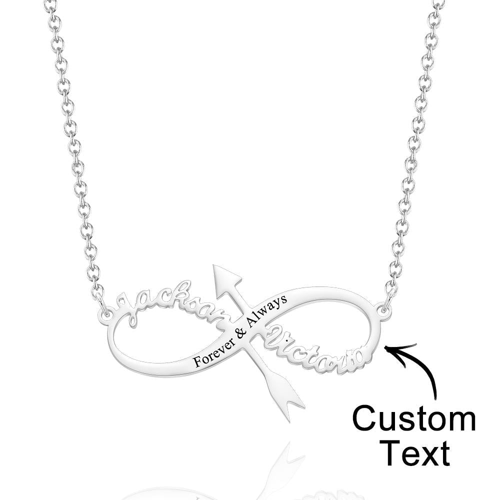 Infinity Arrow Name - Personalized Couple Infinity Arrow Necklace