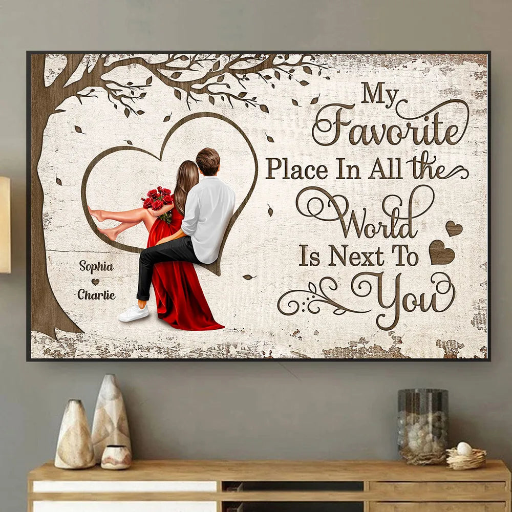 Personalized "My Favorite Place In All The World" Poster or Canvas – Perfect Valentine's Day Gift for Couples