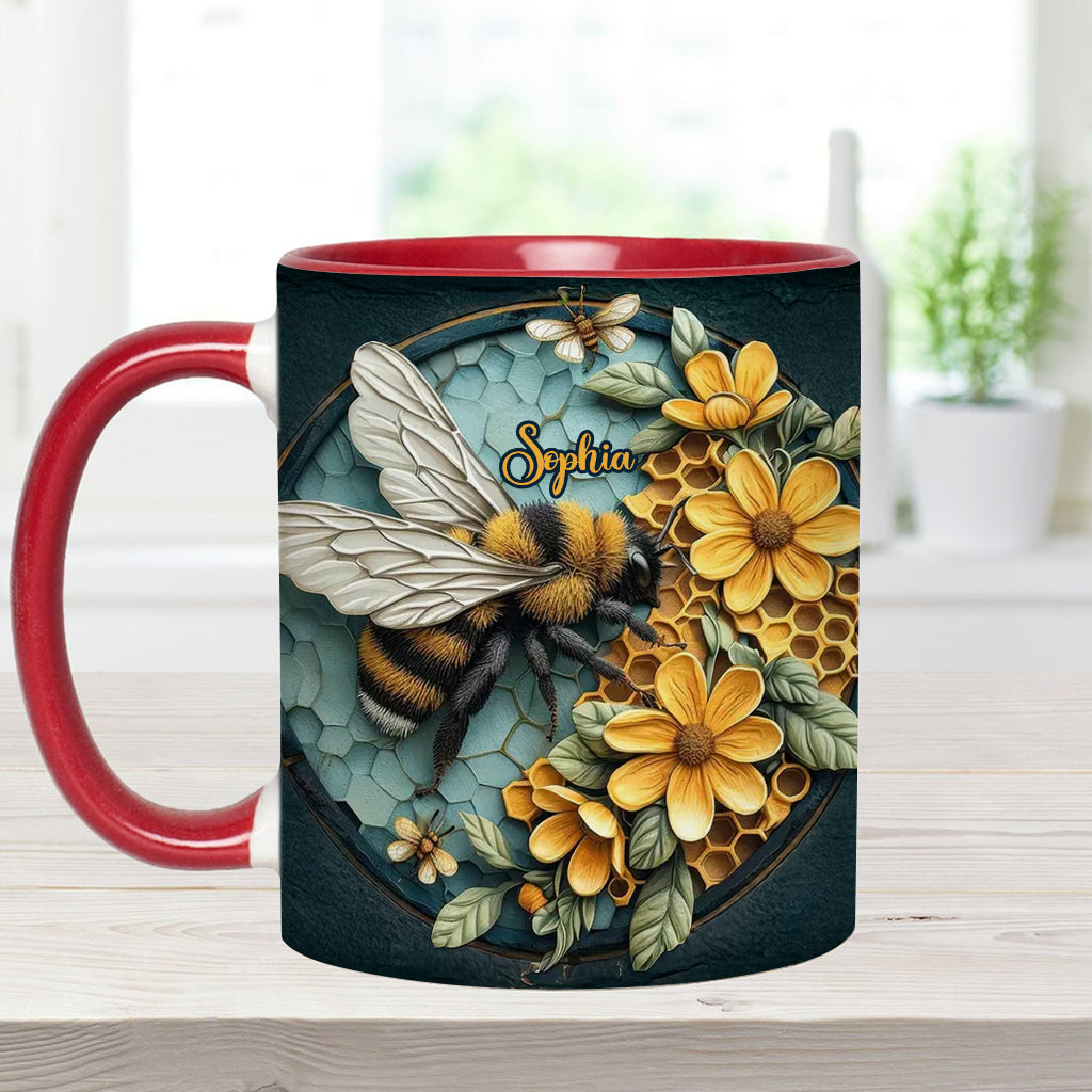 Bee And Honeycomb - Personalized Bee Accent Mug
