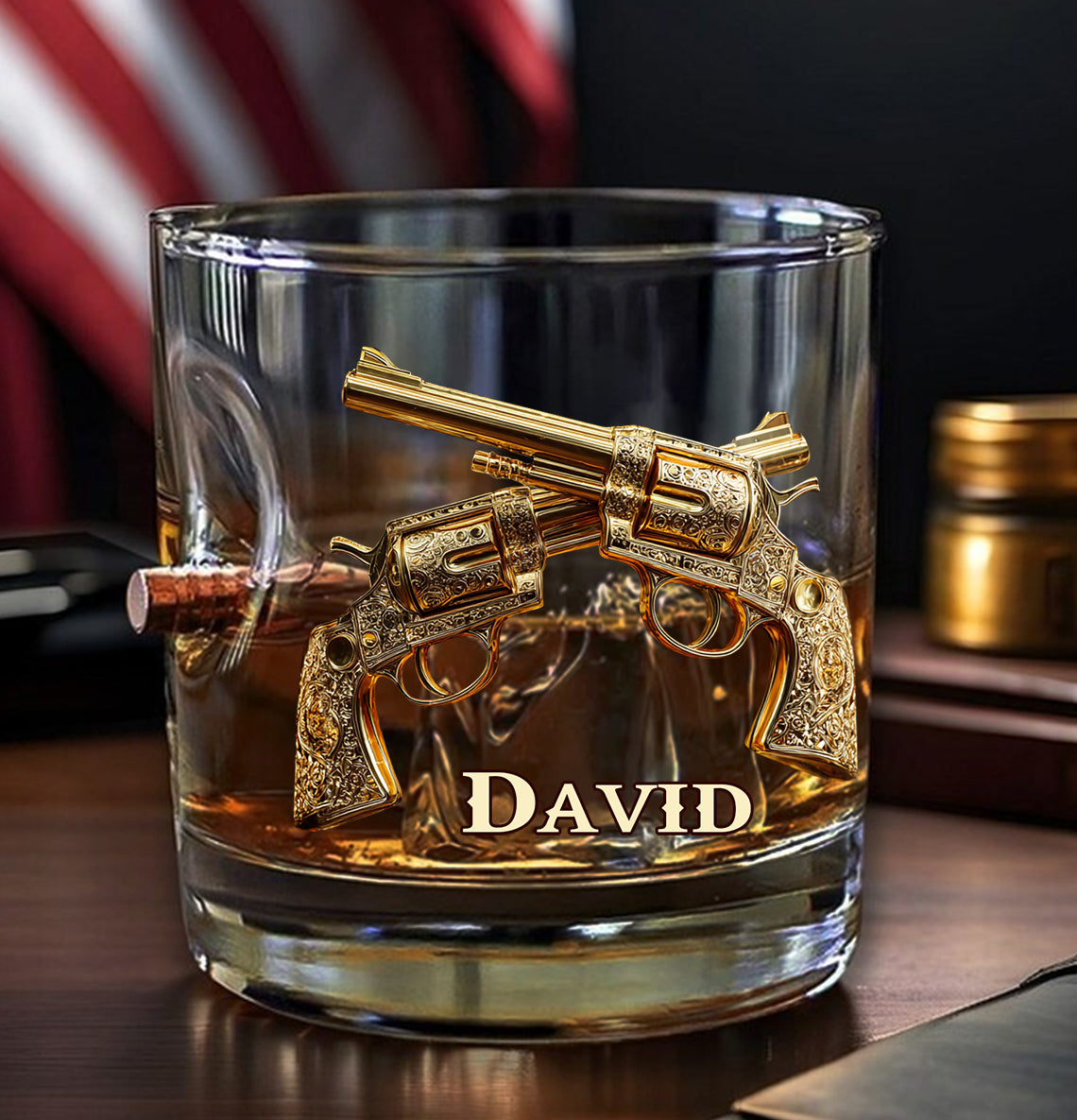 Crossed Pistols - Personalized Tactical Equipment Bullet Whiskey Glass