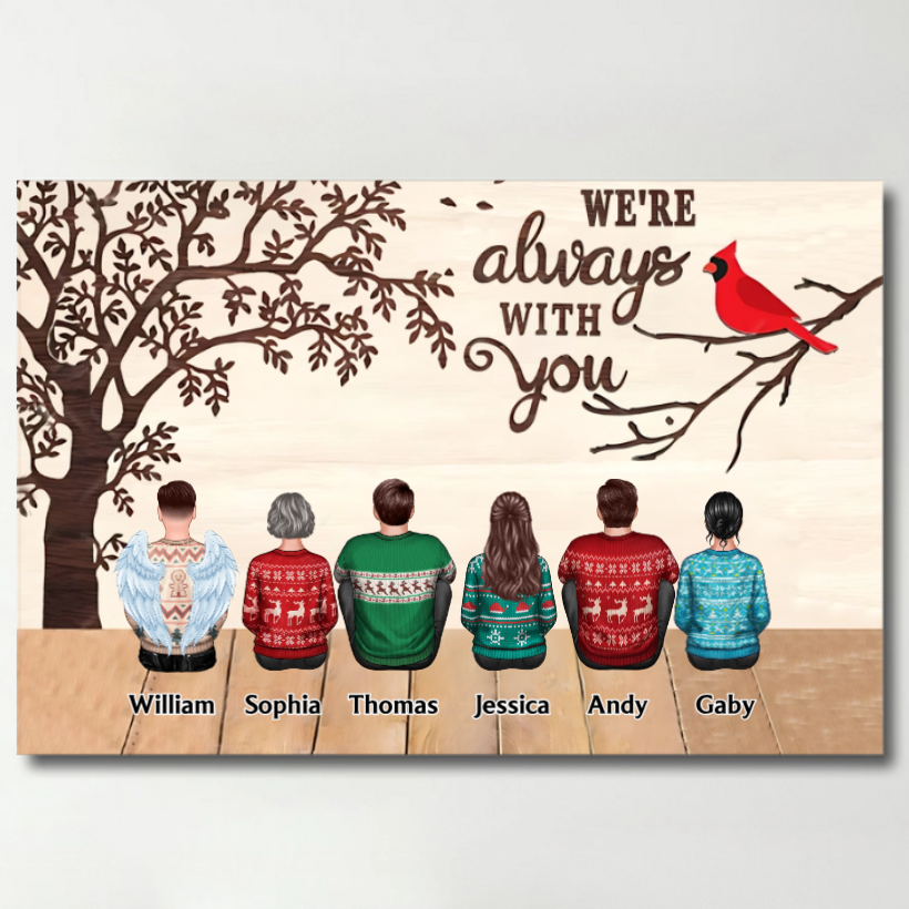 Always With You Cardinal Memorial Remembrance Keepsake Personalized Glass Ornament