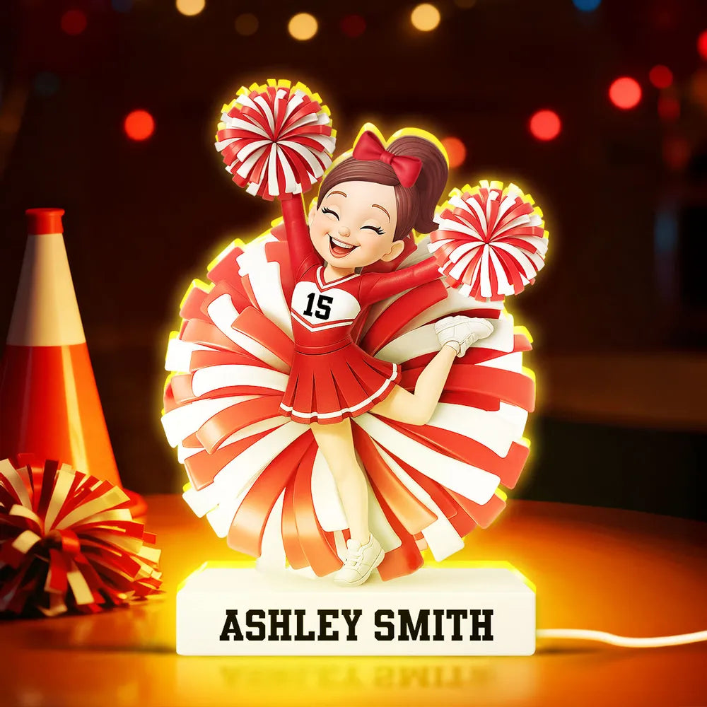 Custom Cheerleader Acrylic Light Box – Bright Spirit and Joyful Energy, Gift-Ready for Her or Cheer Team Fans