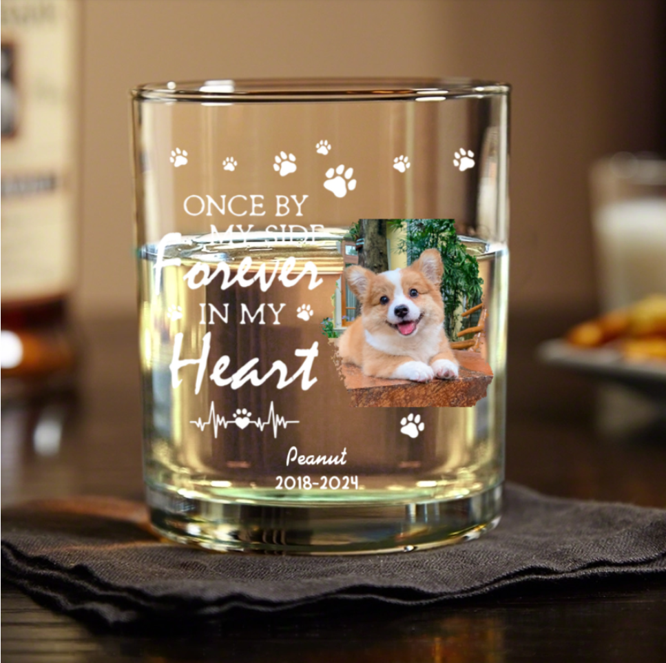 Personalized Pet Memorial Pottery Mug, "Forever in My Heart" Custom Keepsake with Photo and Name
