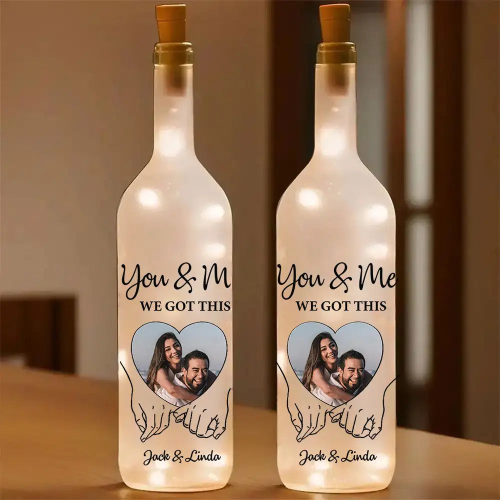 Personalized Bottle Lamp – "You & Me We Got This" Custom Light for Couples