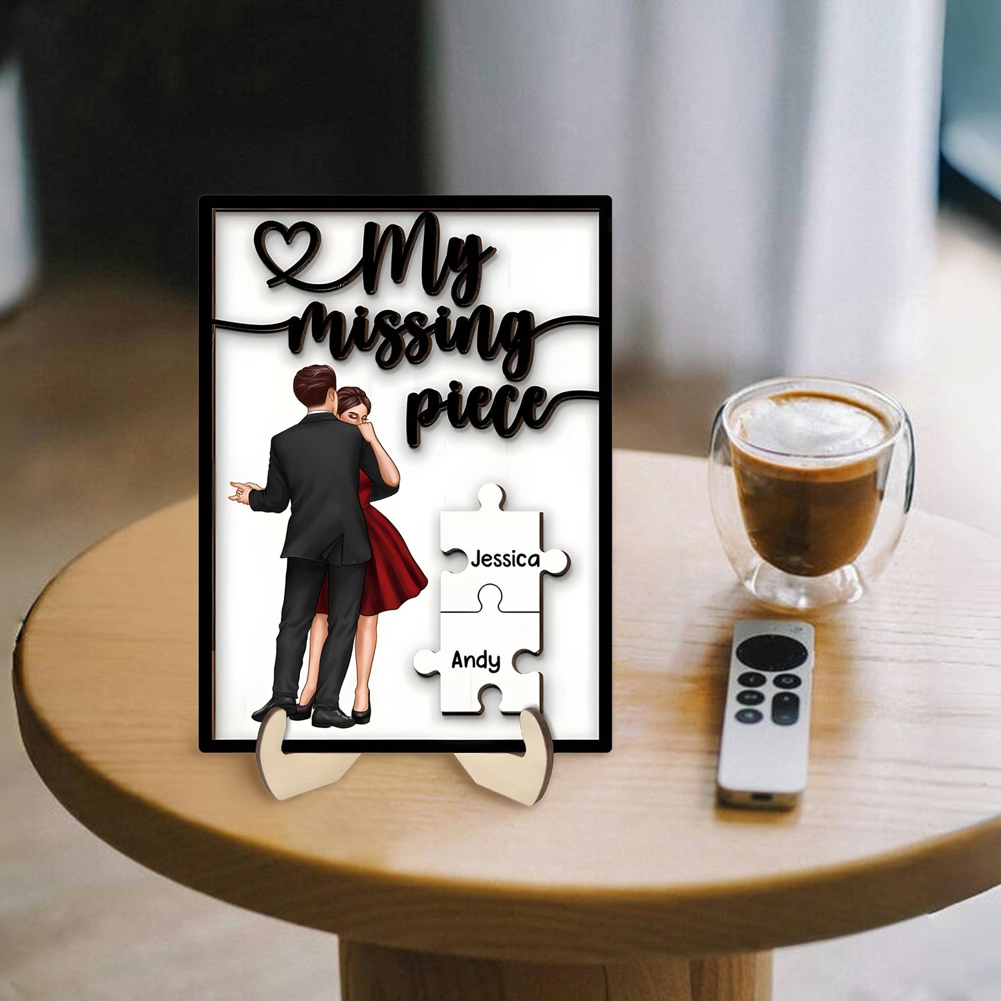 Personalized "My Missing Piece" 2 Layered Wooden Plaque – A Heartfelt Gift for Couples, A Symbol of Love and Completion, Anniversary Gift, Valentine's Day Gift For Couple