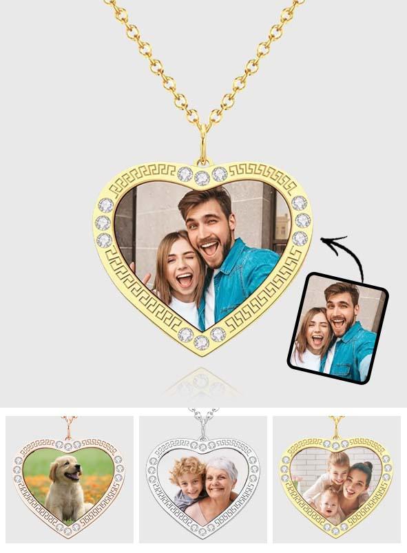 Any Photo - Personalized Photo Necklace Heart Diamond