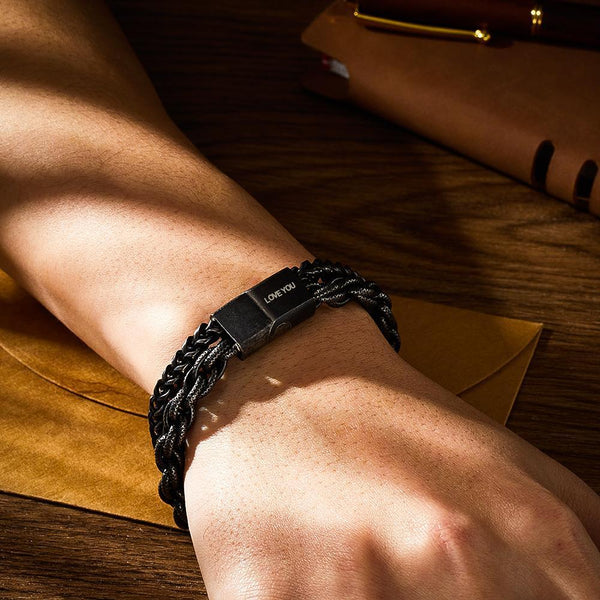 Any Word/ Name/ Text... - Personalized Stainless Steel Men's Bracelet