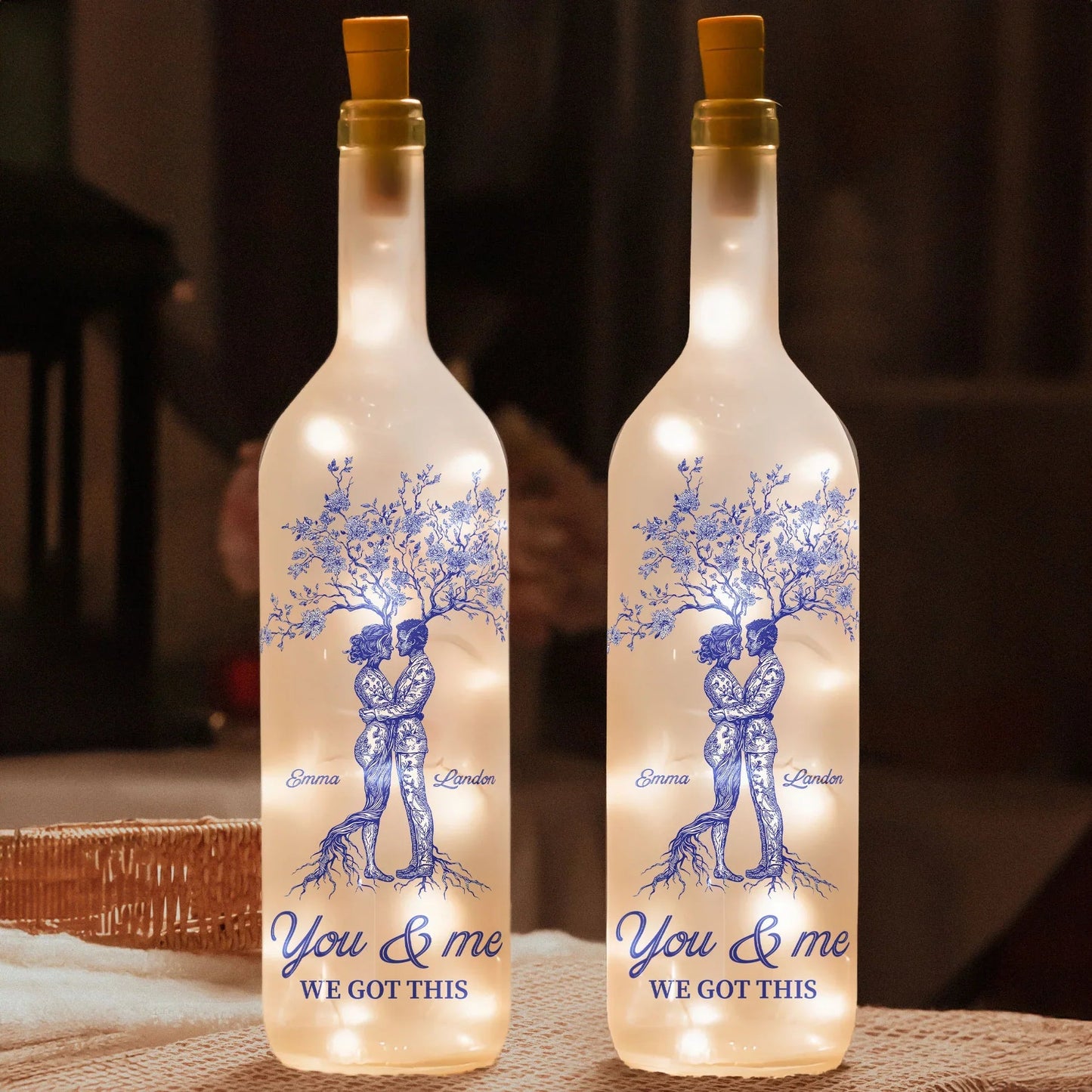 “You & Me, We Got This” Bottle Lamp – Custom Gift for Lovers, Personalized Home Décor