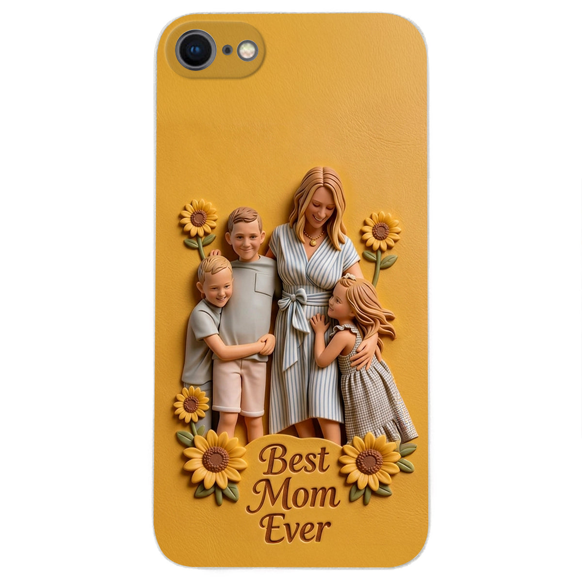 Best Mom Ever - Personalized Mother 3D Embossed Leather Phone Case