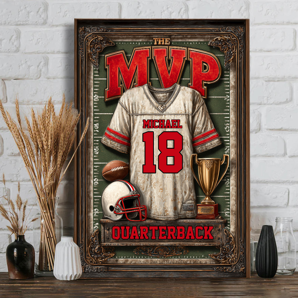 Gift For Football Son/ Daughter - Personalized Football Canvas And Poster