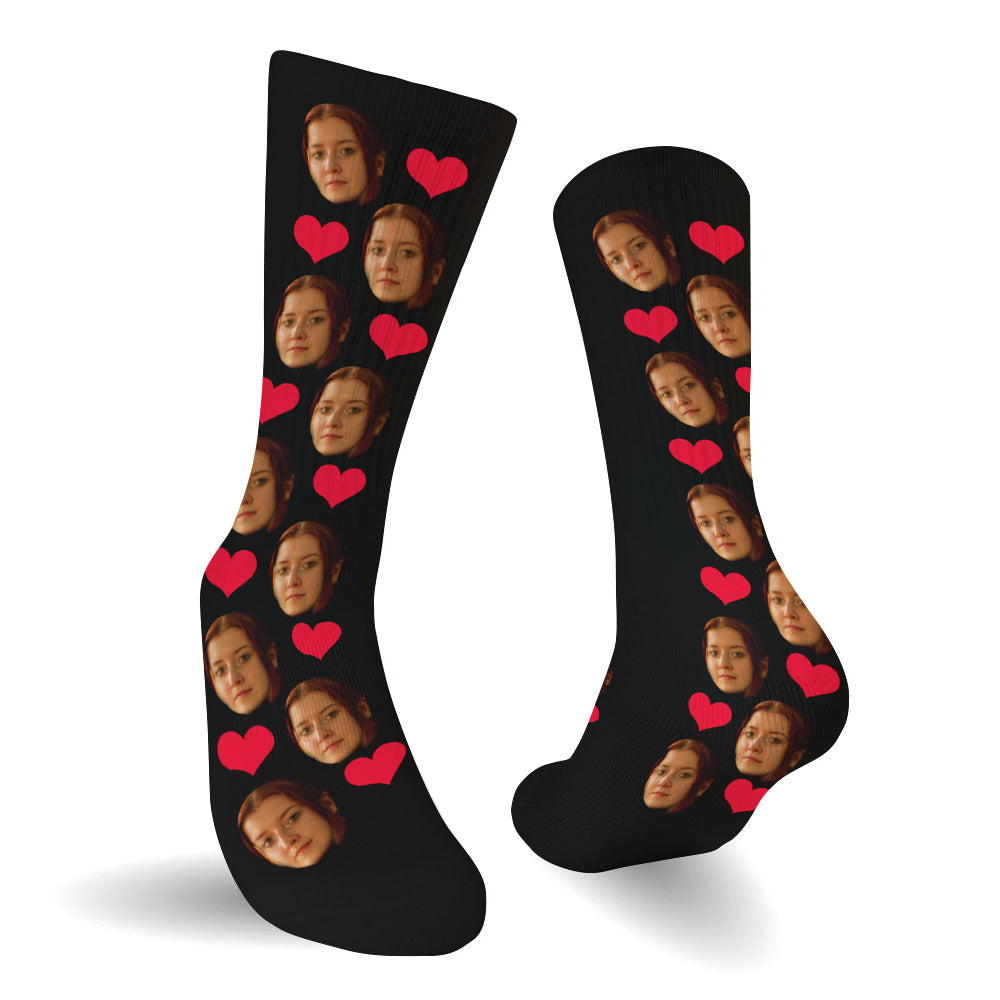 Custom Face Heart Pattern - Personalized Daughter Socks