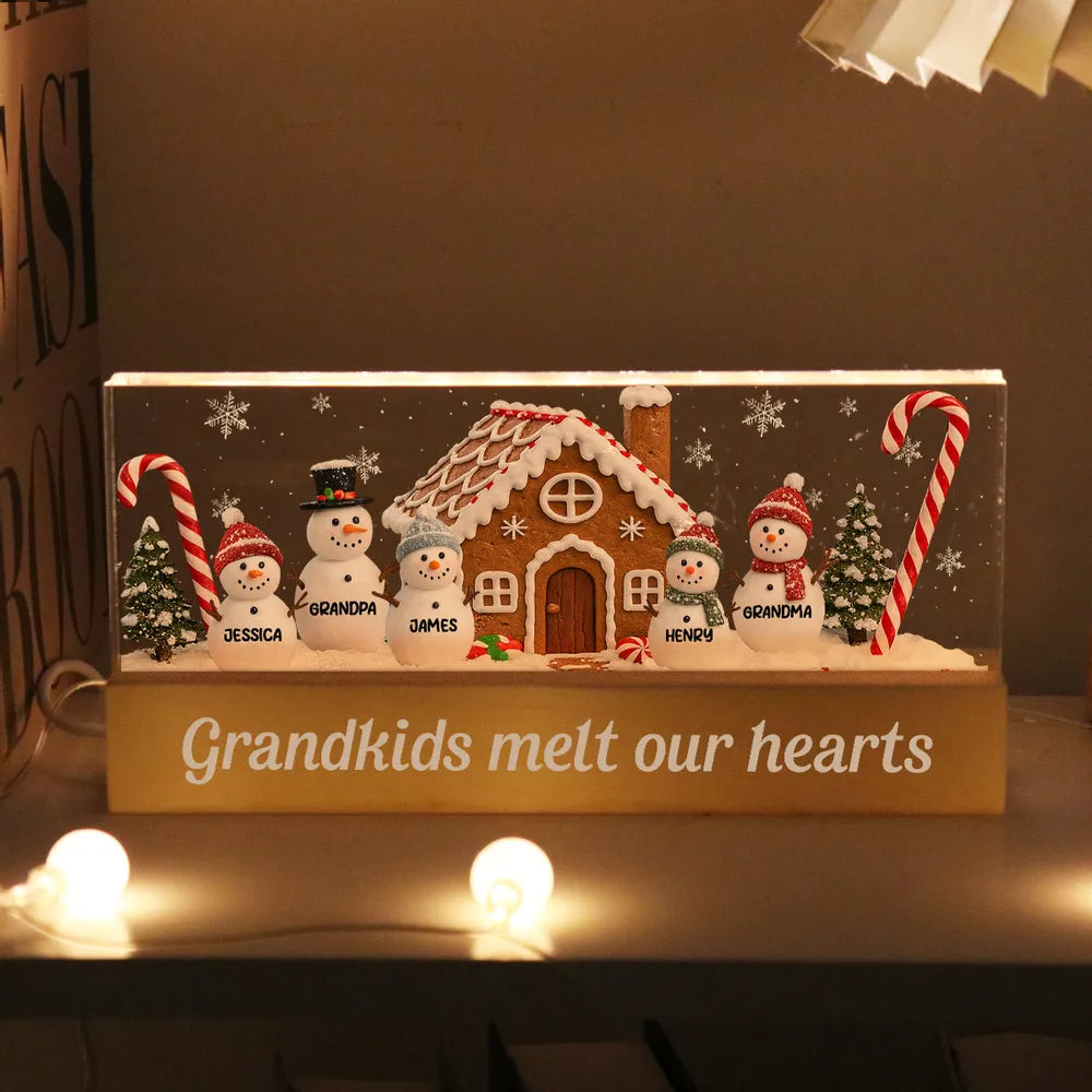 Block LED Light Plaque with Festive Snowy Village, customizable keepsake for family, creative holiday gift