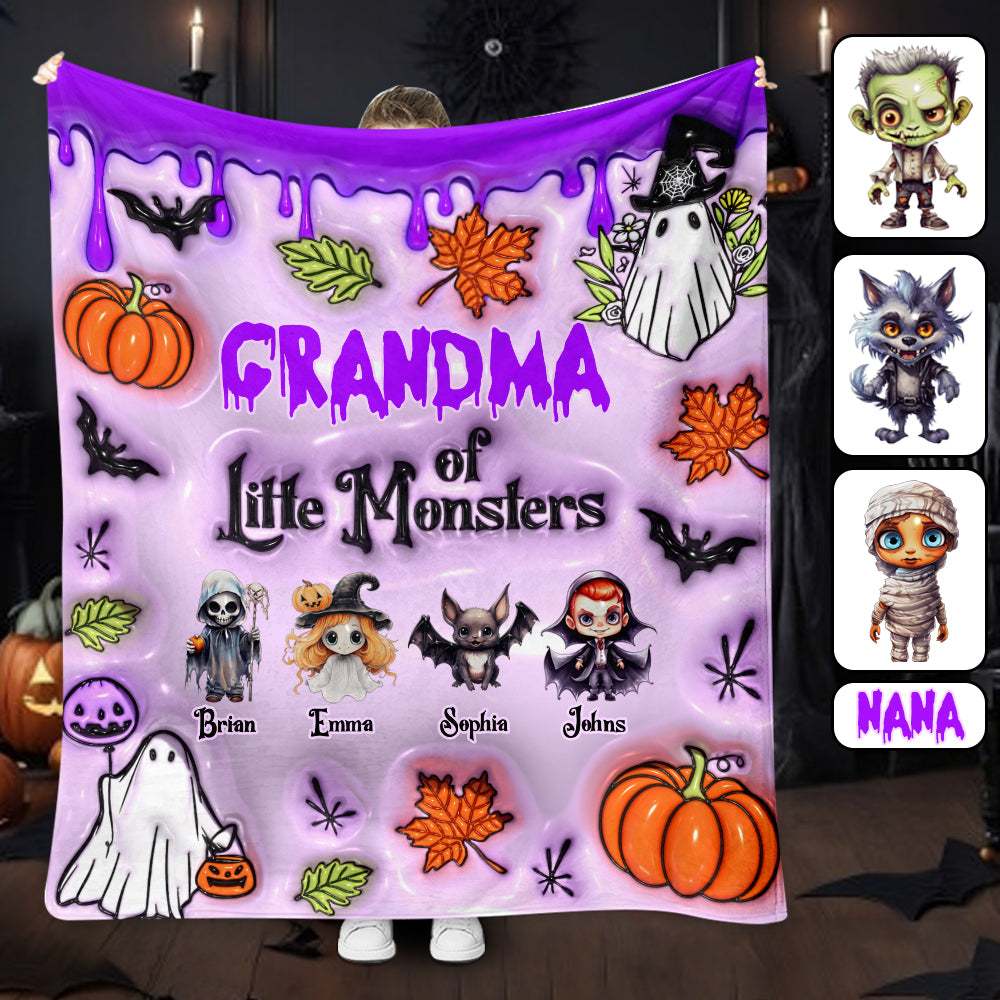 Grandma Of Little Monsters Any Title - Personalized Grandma Blanket