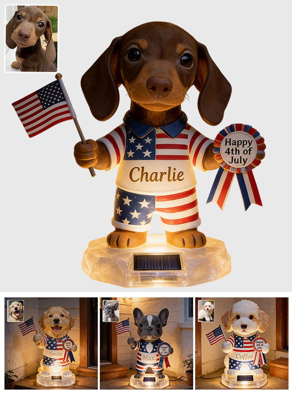 Happy 4th Of July - Personalized Dog Solar Acrylic Light