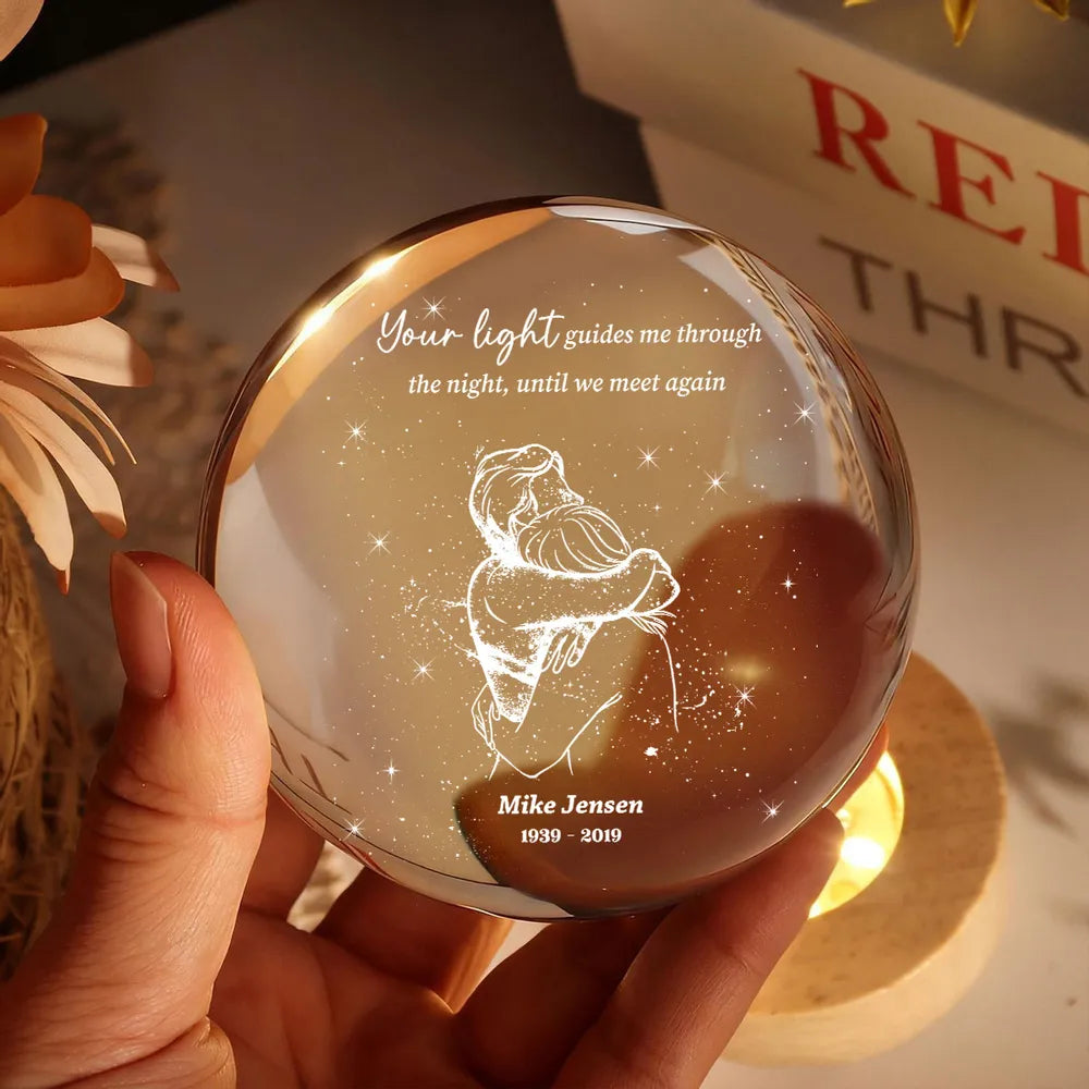 Personalized Globe Lamp Night Light for Memorial Keepsake, Couple Hugging Starry Design, Unique Sympathy Gift