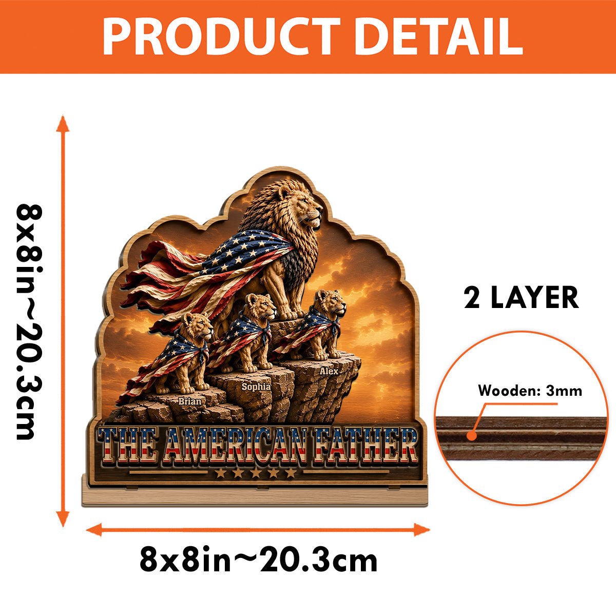 Best Dad/Grandpa In The Wild - Personalized Father 2 Layered Big Freestanding