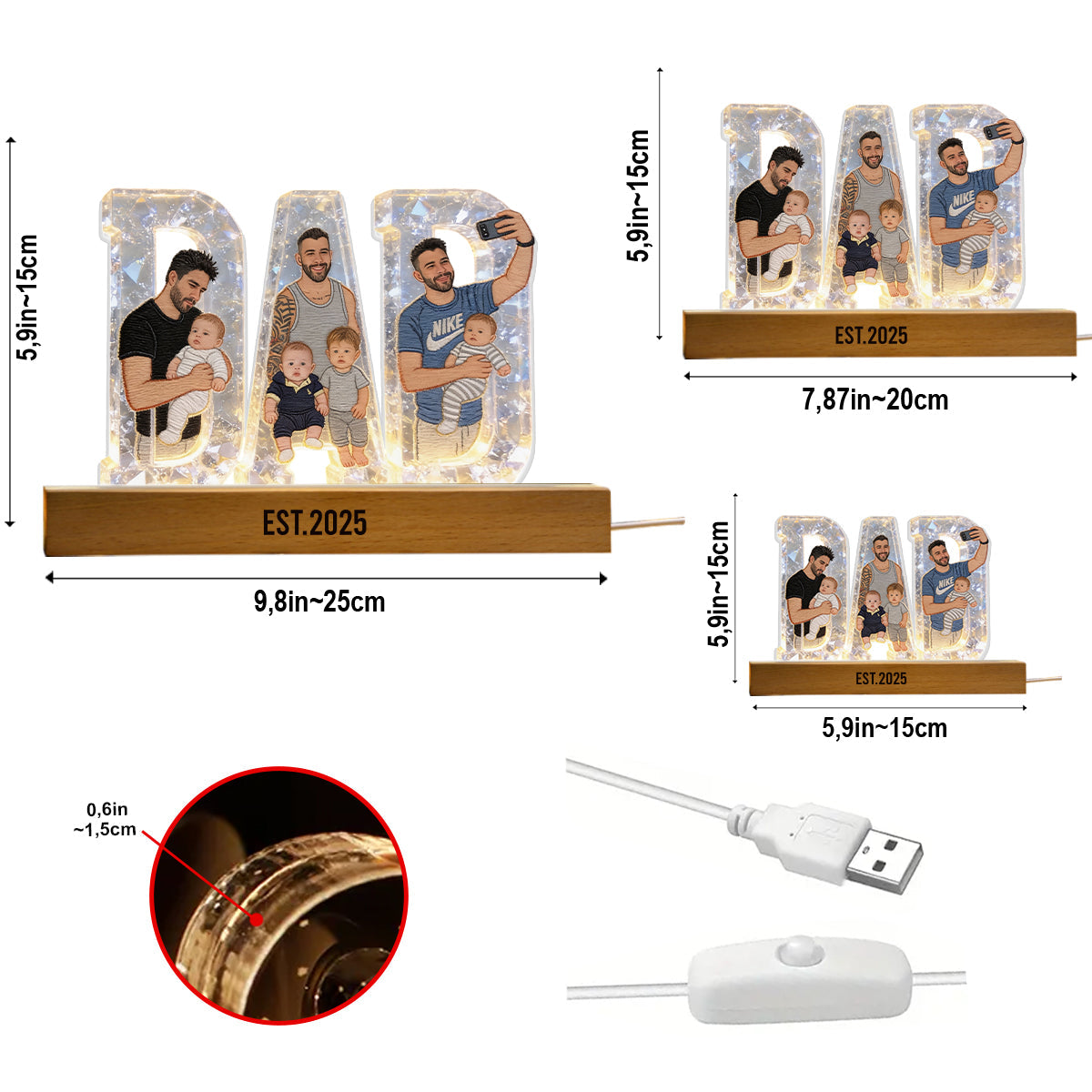 Best Dad Ever - Personalized Father Shaped Led Night Light
