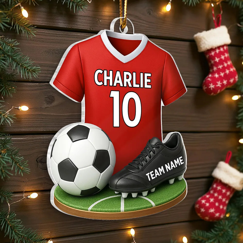 Custom Acrylic Soccer Ornament - Personalized Jersey Keepsake Gift