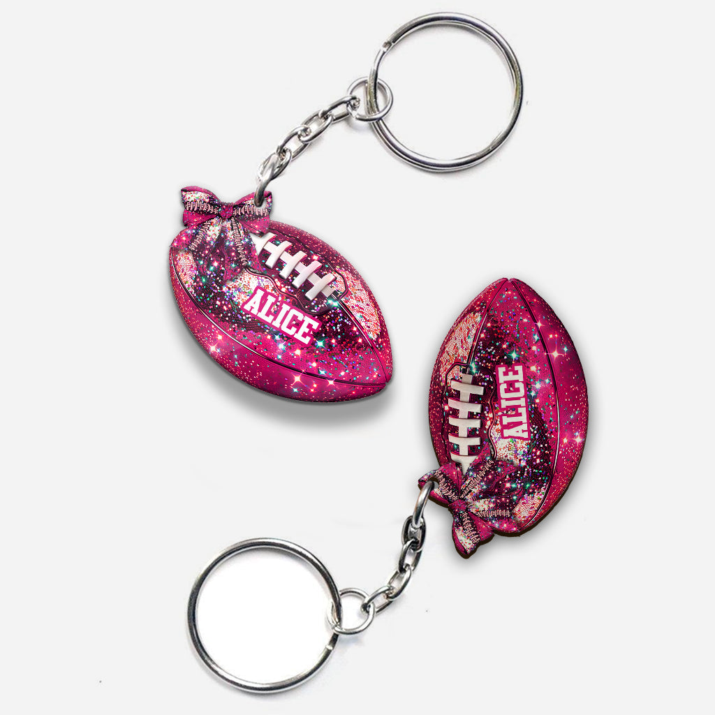 In Octorber We Watch - Personalized Football Keychain