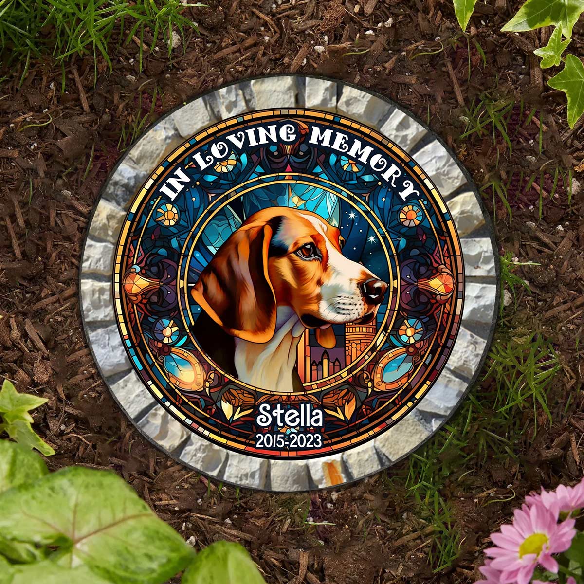 In Loving Memory - Personalized Dog Round Shaped Stone