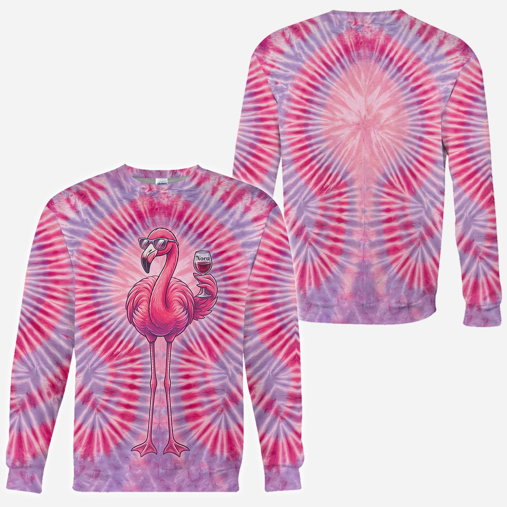 Chill Flamingo Tie Dye Shirt - Personalized Flamingo All Over Shirt