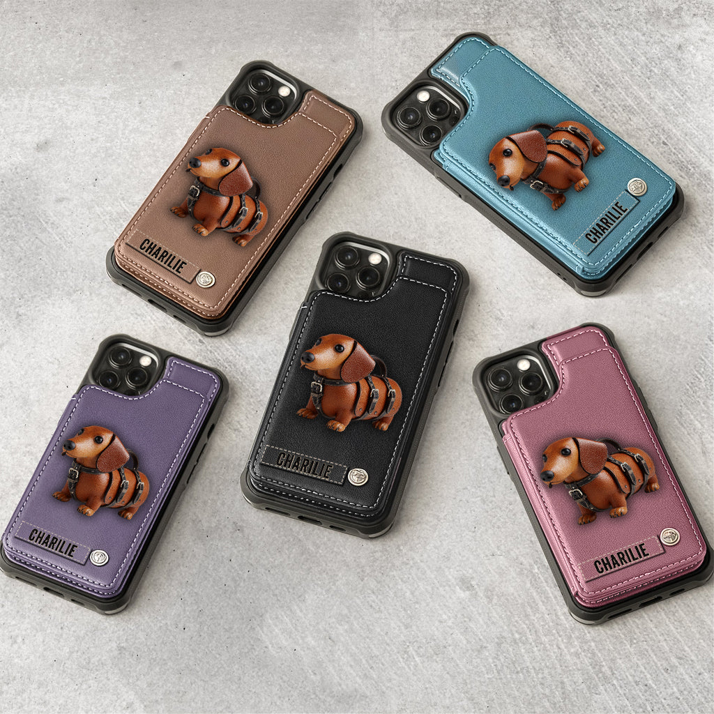 Cute Dachshund - Personalized Dog Wallet Phone Case