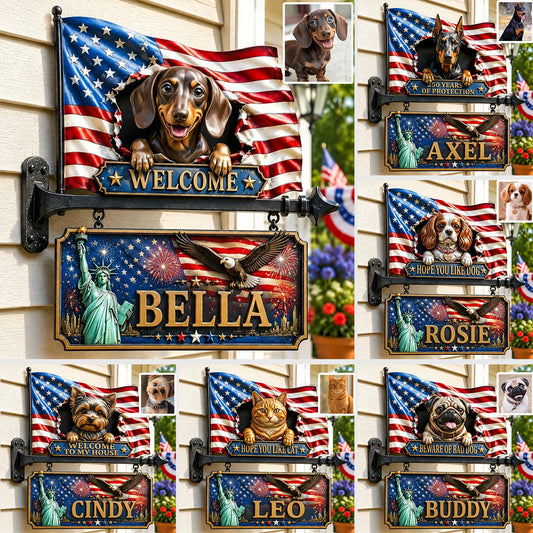 Any Photo Peeking Pets - Personalized Dog Wooden Wall Mount Sign