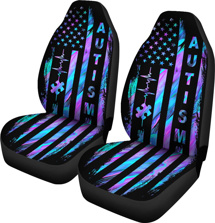 Autism Awareness American Flag Autism Awareness Seat Covers 0622