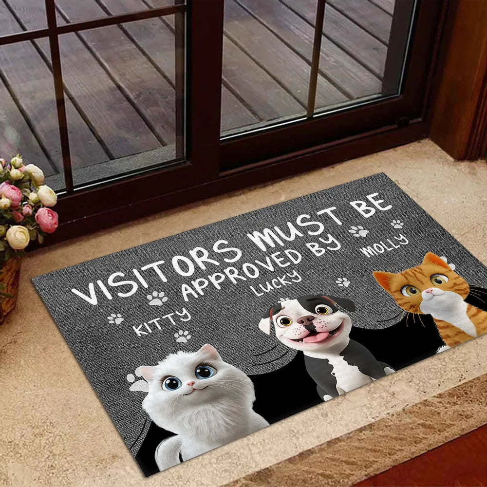 Personalized "Visitors Must Be Approved by the Dogs" Doormat – Custom Pet Door Mat for Dog Lovers