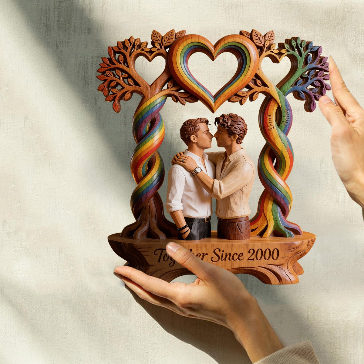 Custom Any Photo, Love Is Love - Personalized LGBT Support Custom Shaped Wood Plaque
