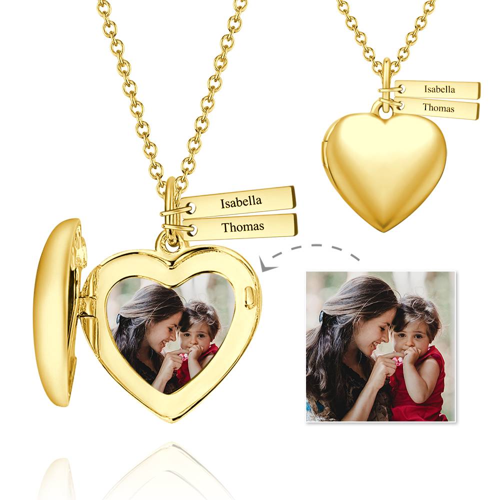 Any Photto - Personalized Couple Heart Photo Locket Necklace