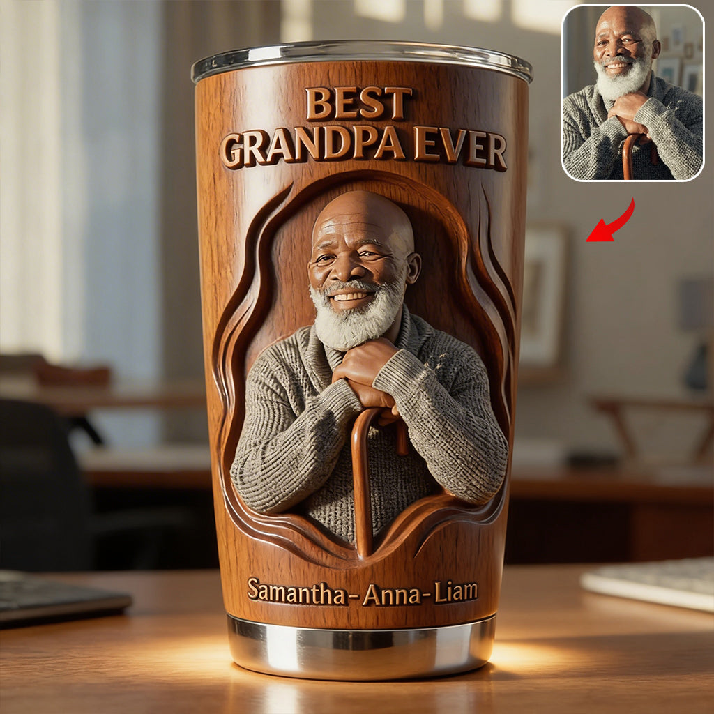 Dad Papa Custom From Photo - Personalized Grandpa Tumbler