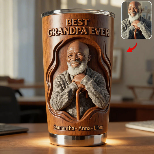 Dad Papa Custom From Photo - Personalized Grandpa Tumbler