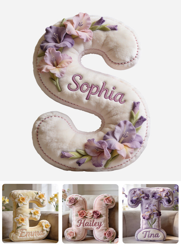 Any Photo Birth Flower Initial Name Letter - Personalized Self Love Premium Faux Fur Pillow