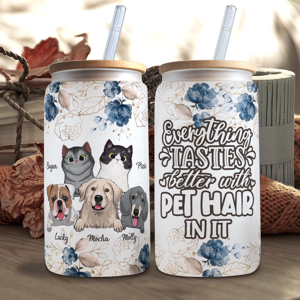 Everything Tastes Better - Cat gift for dog lover - Personalized Can Glass