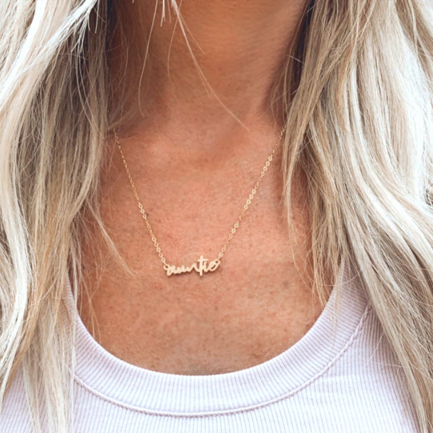 Auntie - Gift for Aunt - Personalized Name Necklace