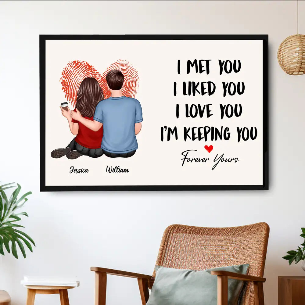 I Met You, I Liked You, I Love You, I’m Keeping You – Finger-Print Heart Custom Poster