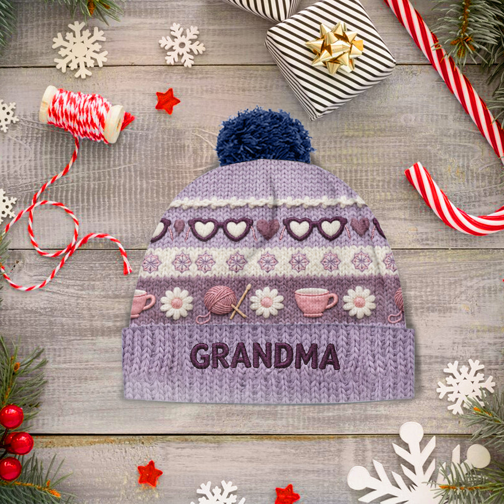 Grandma Mom - Personalized Grandma Beanie Hat
